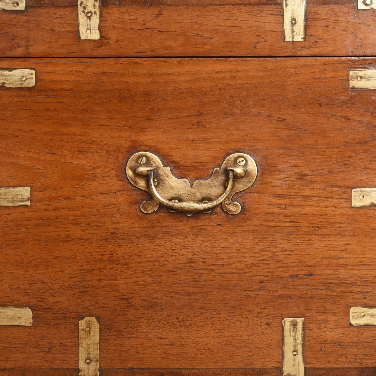Handle Detail From Antique Brass Bound Teak Military Chest | Indigo Antiques