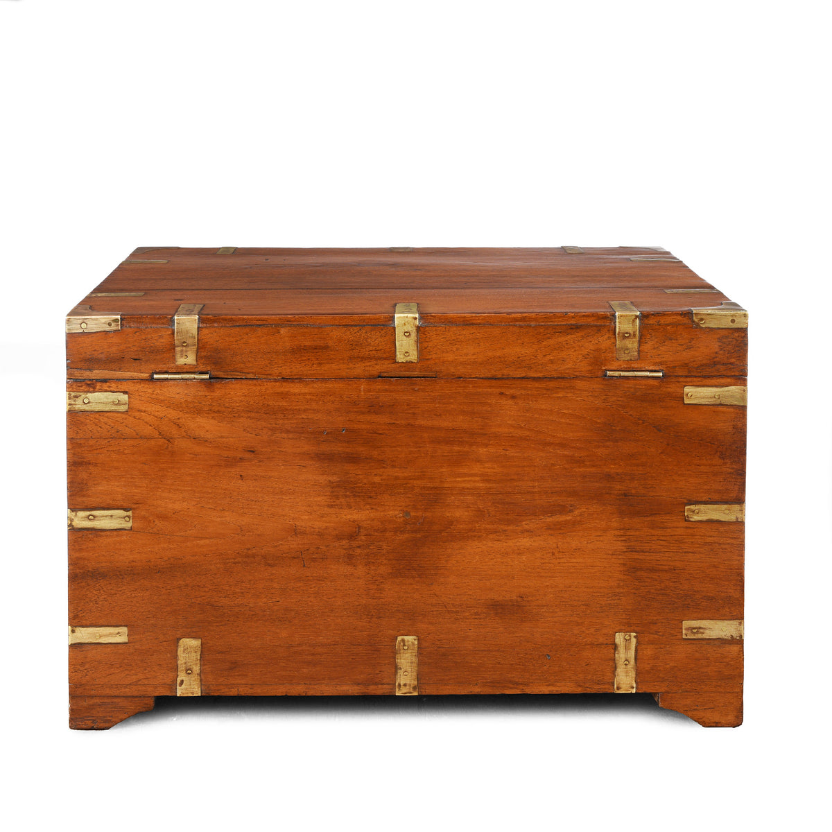 Back of Antique Brass Bound Teak Military Chest | Indigo Antiques