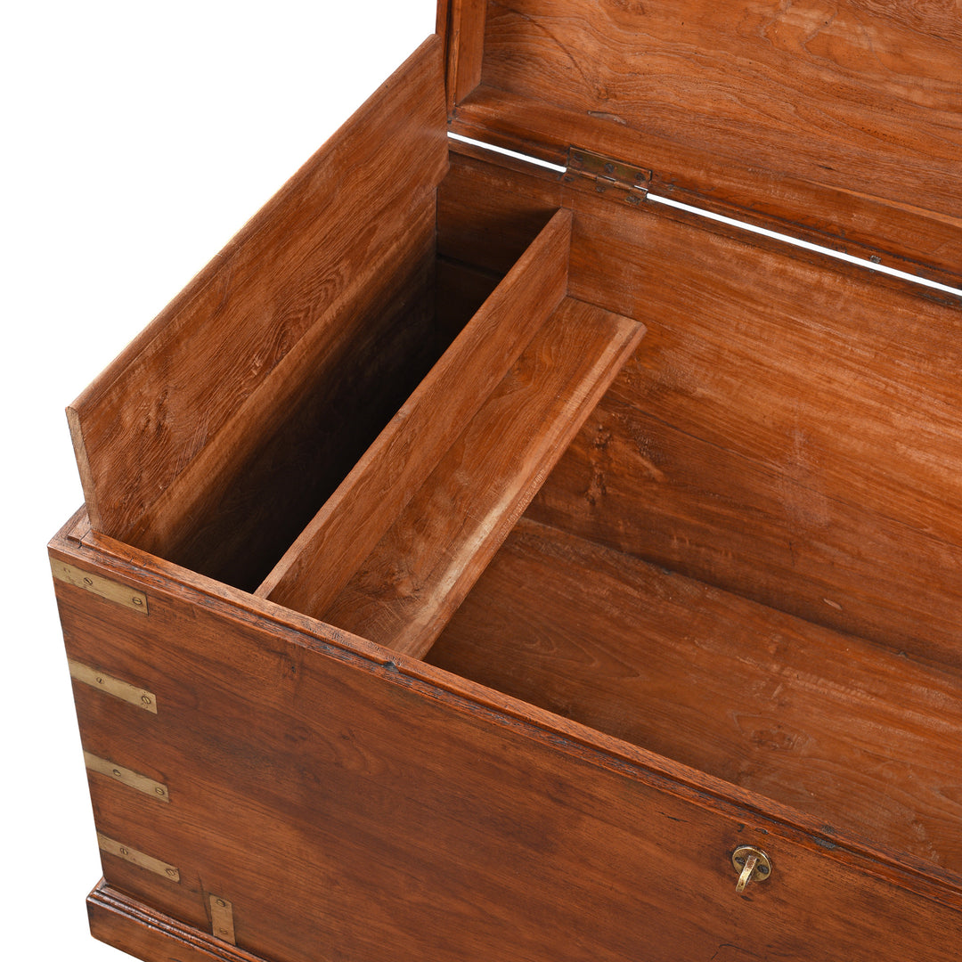 Compartment Detail From Antique Brass Bound Teak Military Chest | Indigo Antiques