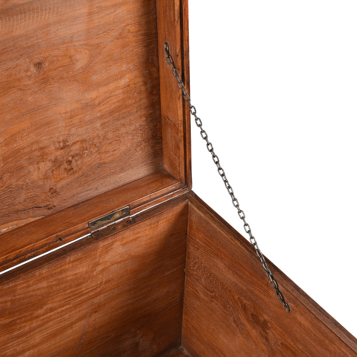 Chain Detail From Antique Brass Bound Teak Military Chest | Indigo Antiques