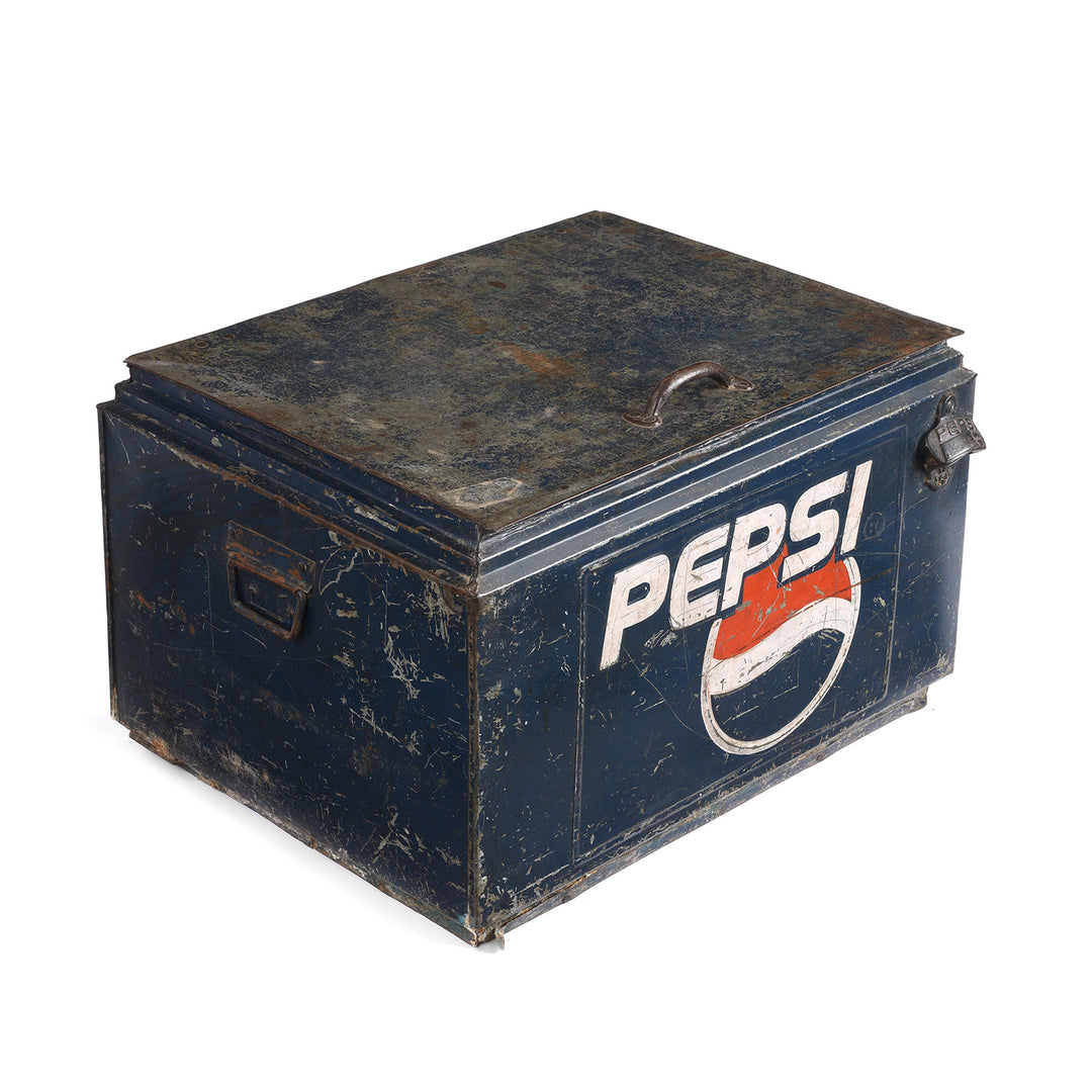 Angled VIew Of Vintage Pepsi Cool Box | INDIGO ANTIQUES