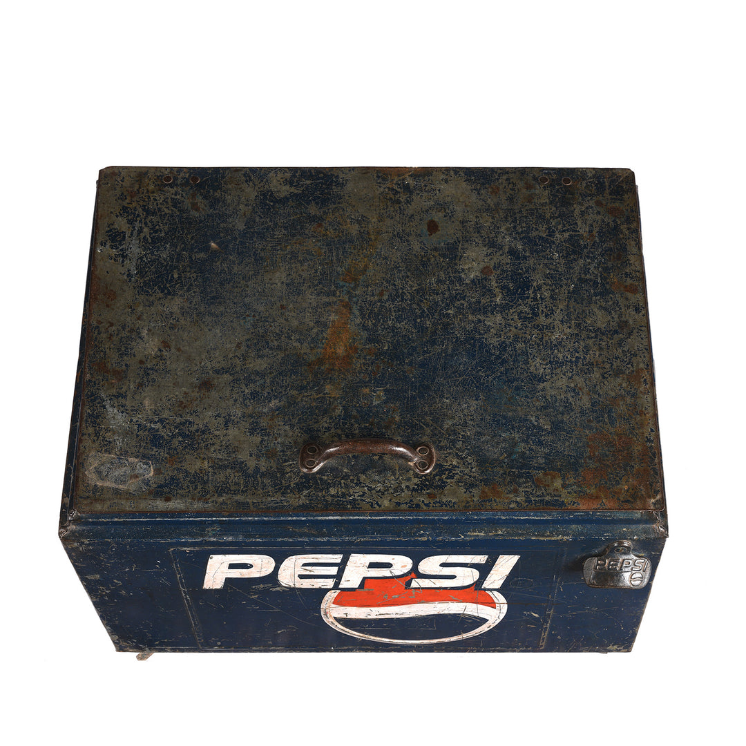 Top Down VIew Of Vintage Pepsi Cool Box | INDIGO ANTIQUES