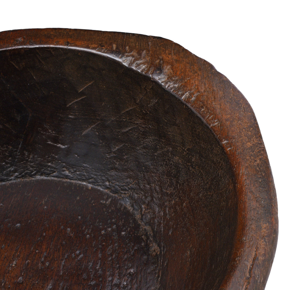 Corner Detail From Vintage Carved Teak Parath Bowl| Indigo Antiques