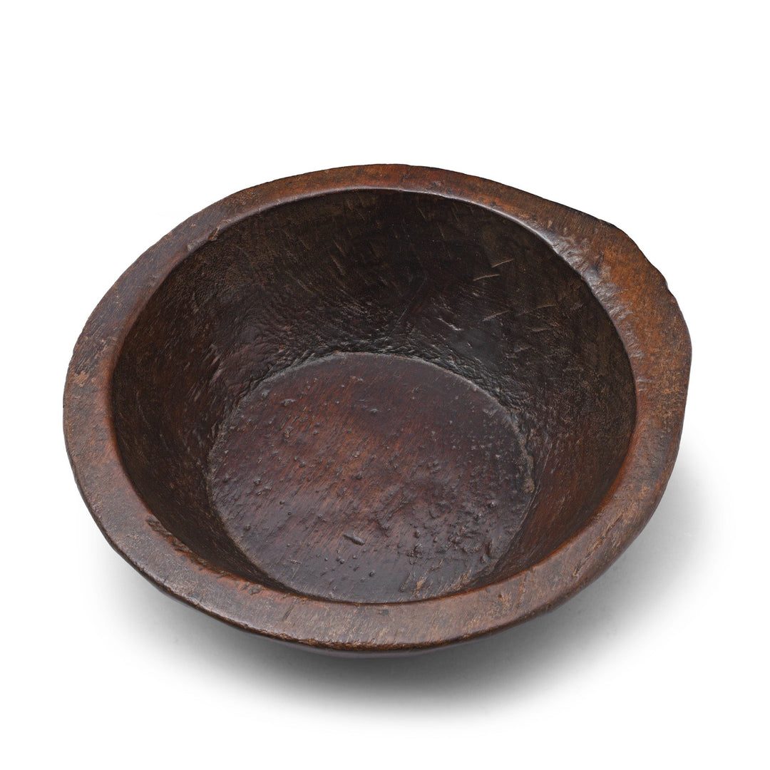 Interior Of Vintage Carved Teak Parath Bowl| Indigo Antiques