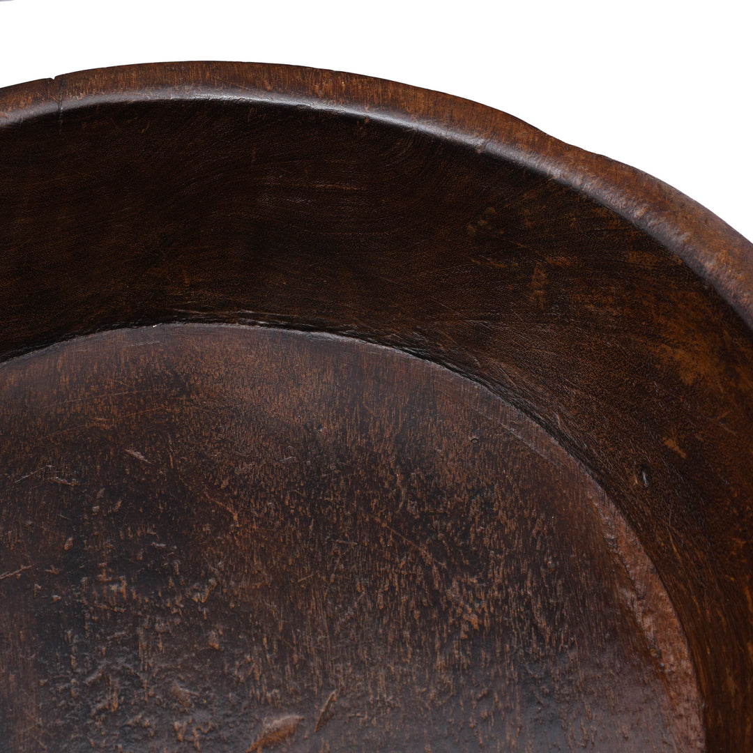 Interior Detail From Antique Carved Teak Parath Bowl From Rajasthan - | Indigo Antiques