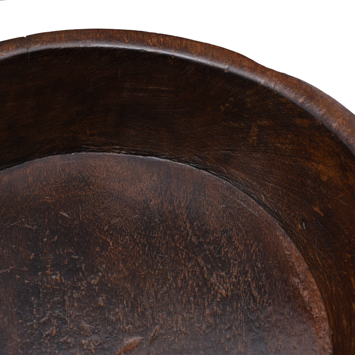 Interior Detail From Antique Carved Teak Parath Bowl From Rajasthan - | Indigo Antiques