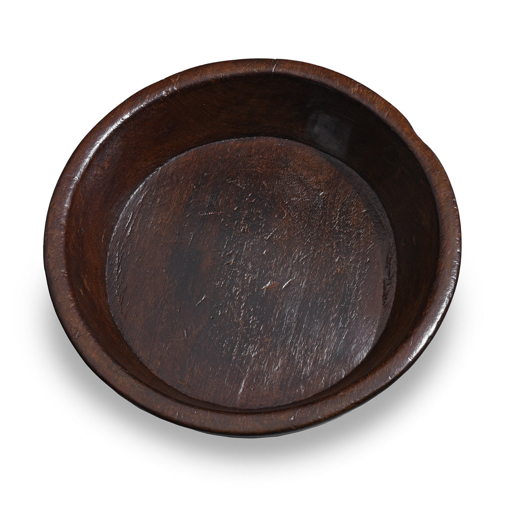 Interior Of Antique Carved Teak Parath Bowl From Rajasthan - | Indigo Antiques