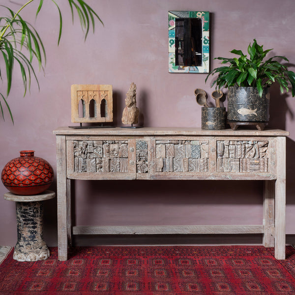 Painted Console Table Made From Reclaimed Teak