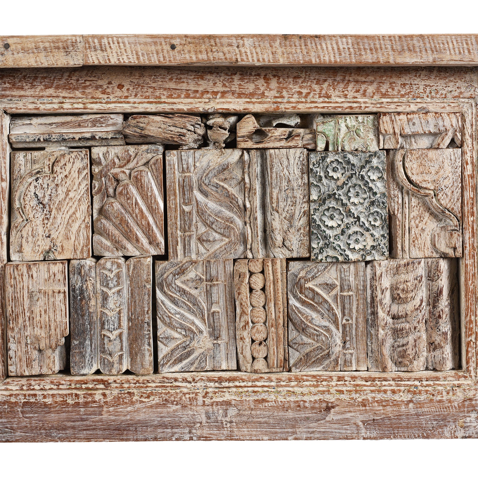 Carvings Detail From Painted Reclaimed Teak Console Table | Indigo Antiques