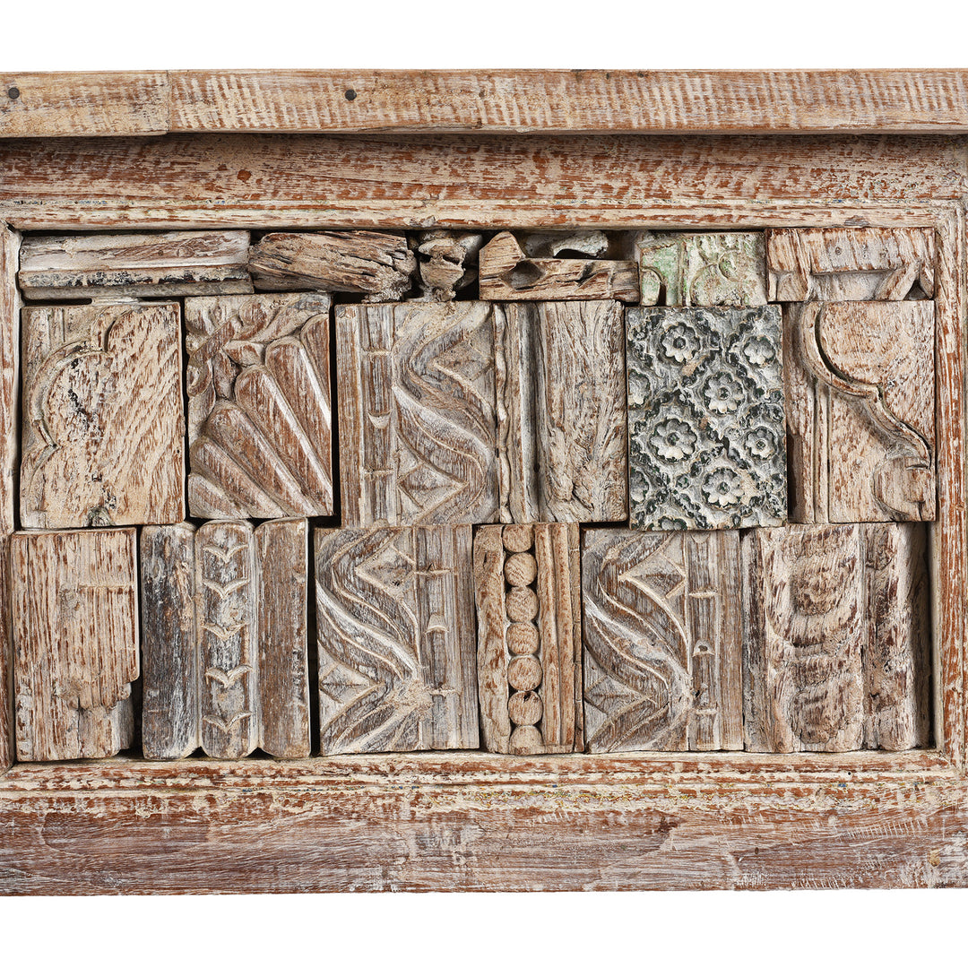 Carvings Detail From Painted Reclaimed Teak Console Table | Indigo Antiques