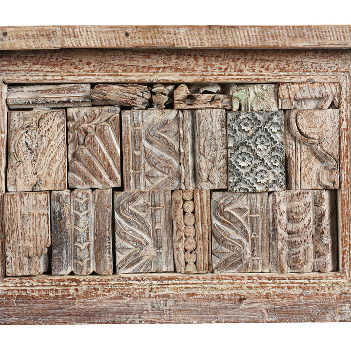 Carvings Detail From Painted Reclaimed Teak Console Table | Indigo Antiques