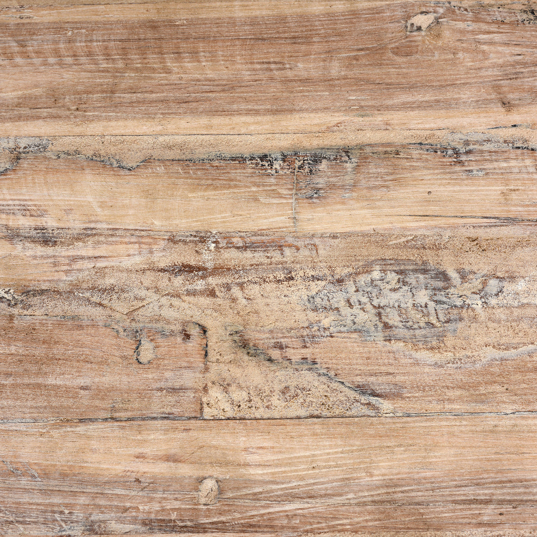 Top Surface Detail From Painted Reclaimed Teak Console Table | Indigo Antiques