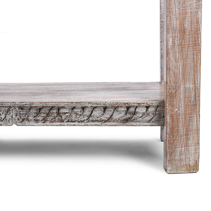 Leg Detail From Painted Console Table Made From Reclaimed Teak | Indigo Antiques