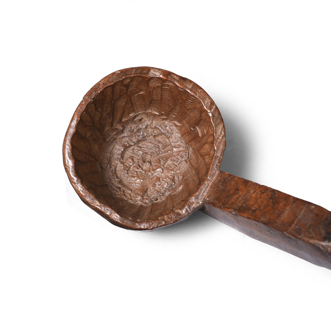 Detail From Carved Wooden Spoon From Banswara | Indigo Antiques