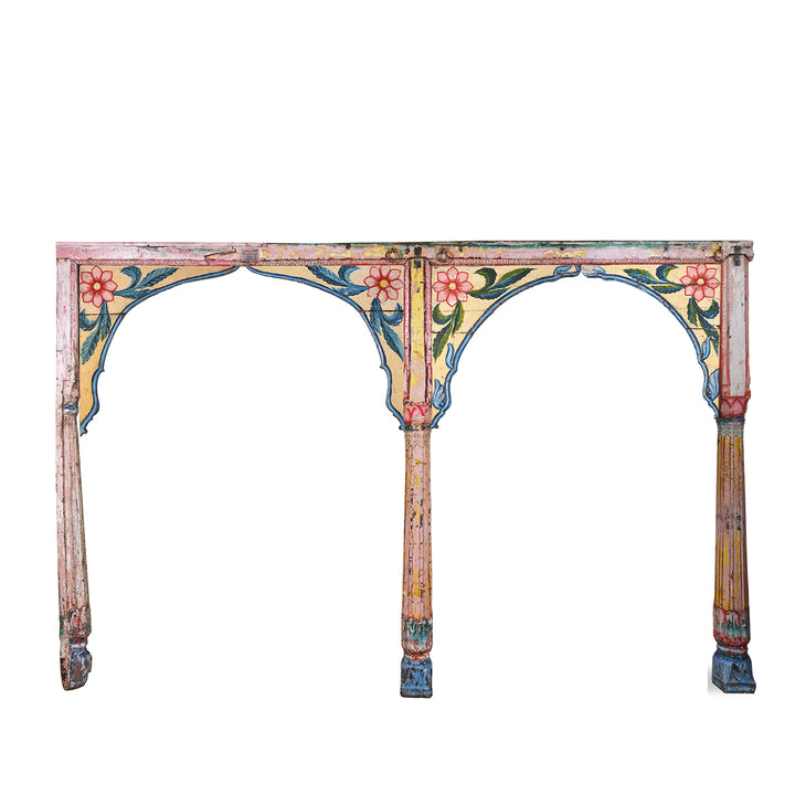 Antique Indian Painted Teak Double Arch From Maharashtra | Indigo Antiques