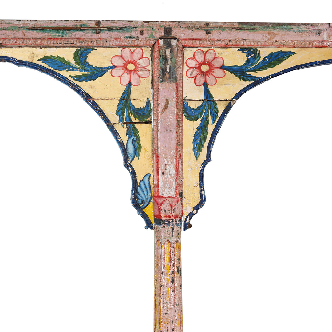Paintowrk Detail From Antique Indian Painted Teak Double Arch From Maharashtra | Indigo Antiques