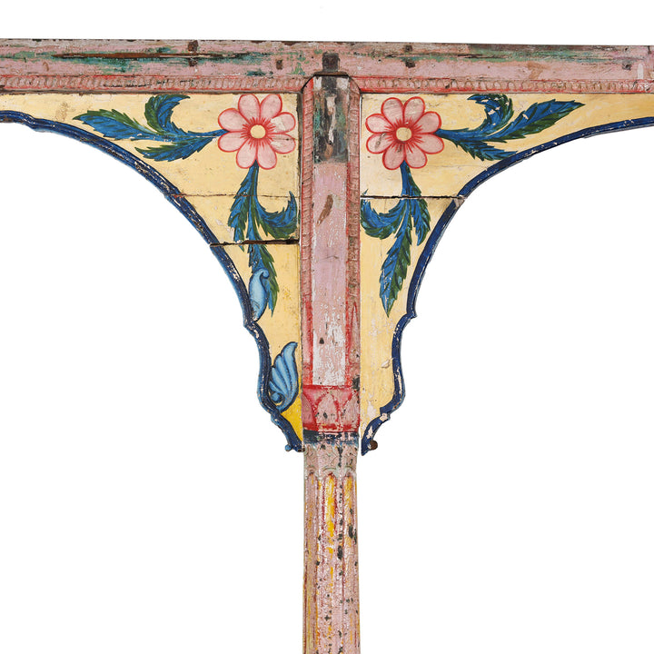 Paintowrk Detail From Antique Indian Painted Teak Double Arch From Maharashtra | Indigo Antiques