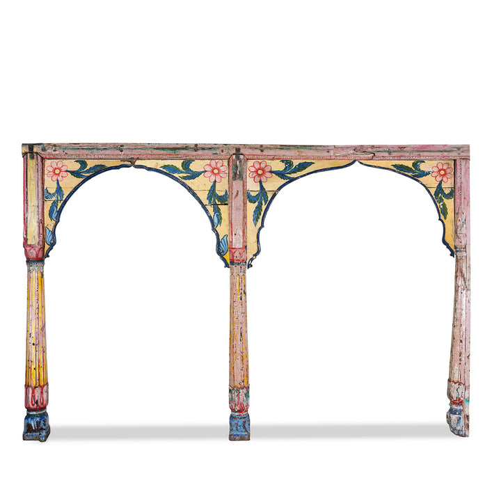 Antique Indian Painted Teak Double Arch From Maharashtra | Indigo Antiques