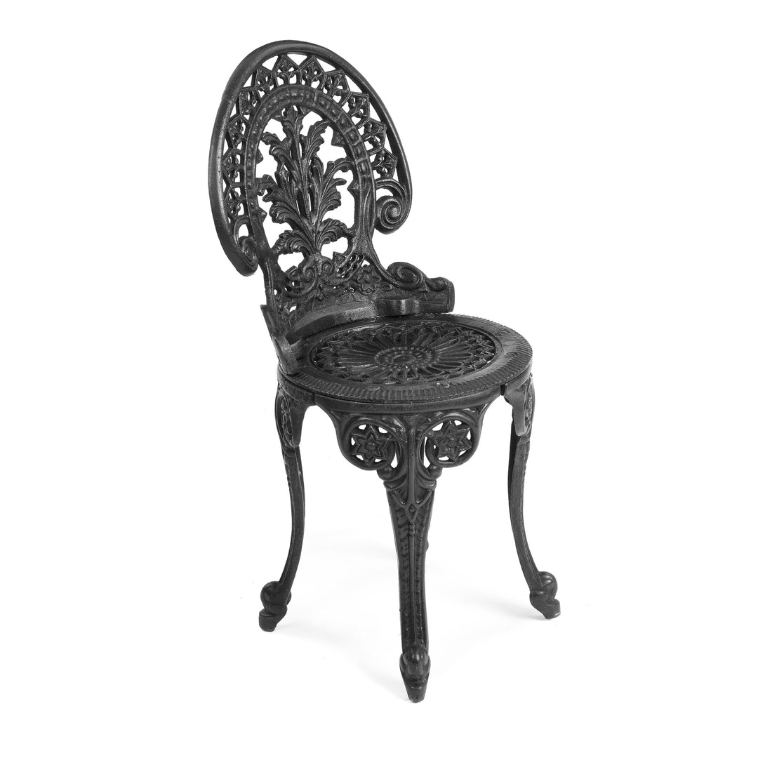 Angled VIew Of Cast Iron Garden Chair | Indigo Antiques