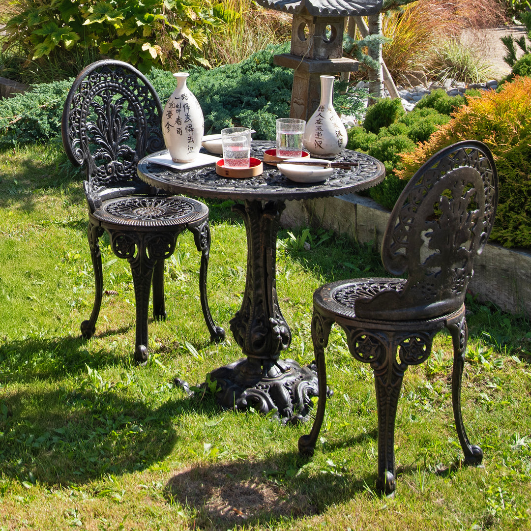 Angled VIew Of Cast Iron Garden Chair | Indigo Antiques
