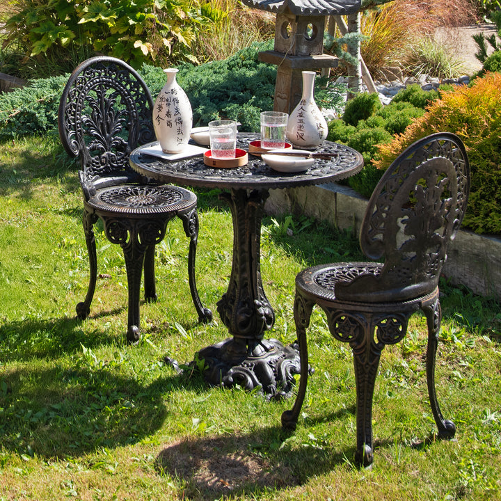 Angled VIew Of Cast Iron Garden Chair | Indigo Antiques
