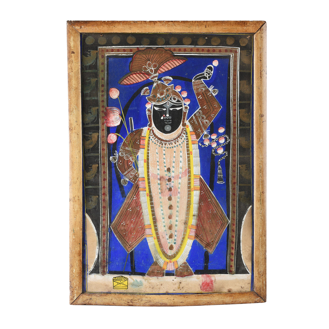 Vintage Framed Shri Nathji From Nathdwara | Indigo Antiques