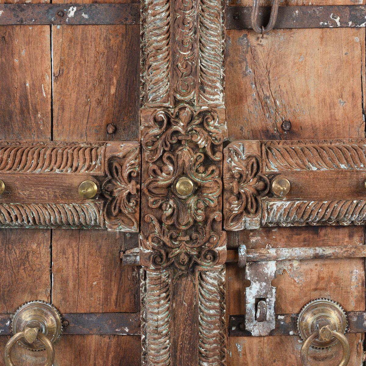 Carving Detail From Antique Carved Teak Doors From Kutch | Indigo Antiques