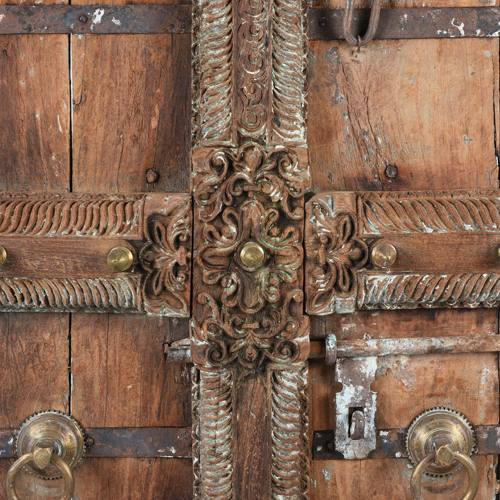 Carving Detail From Antique Carved Teak Doors From Kutch | Indigo Antiques