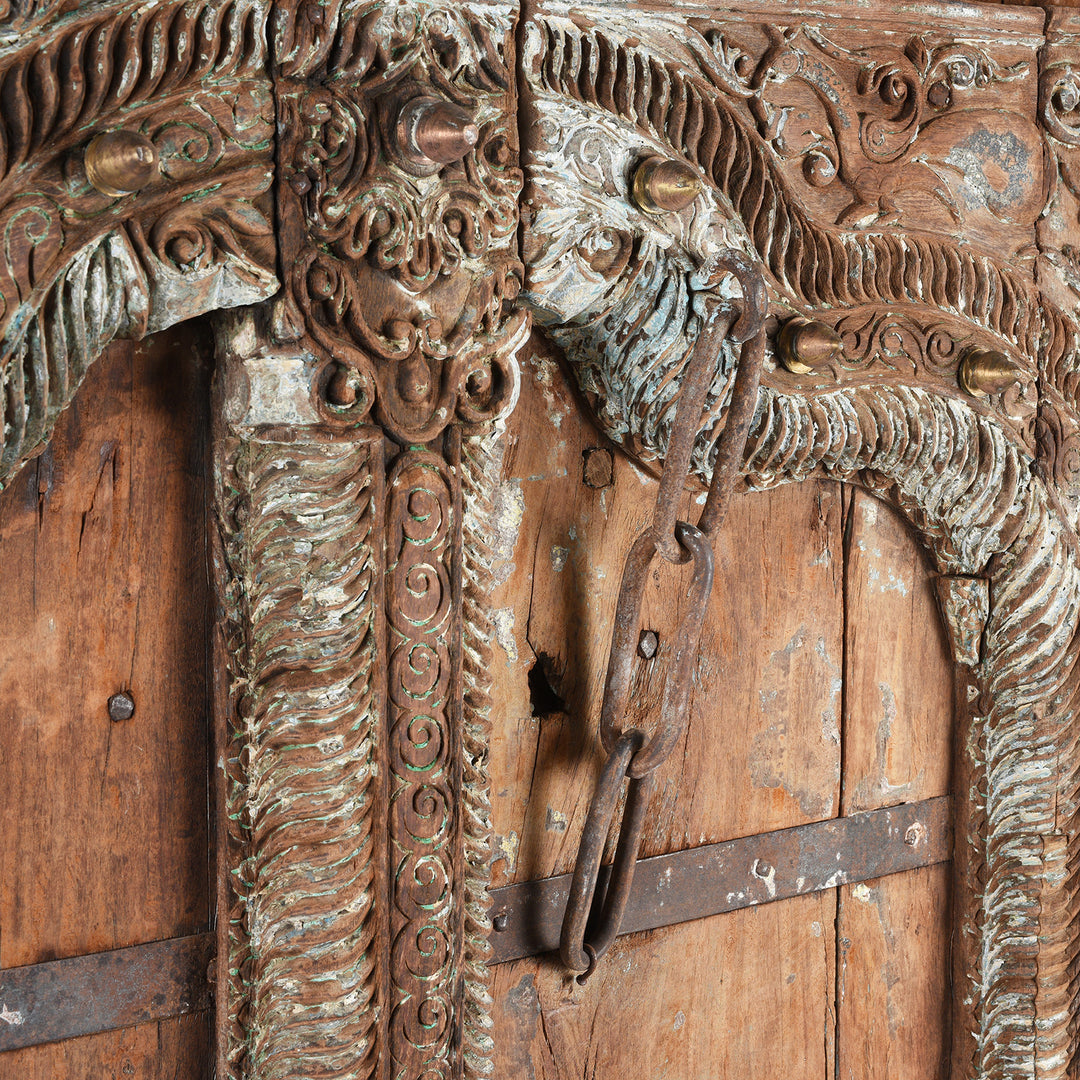 Chain Detail From Antique Carved Teak Doors From Kutch | Indigo Antiques