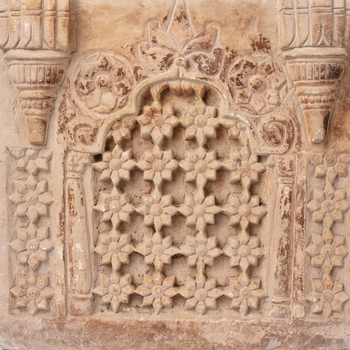 Central Detail From Old Carved Stone Jali Panel From Rajasthan | Indigo Antiques
