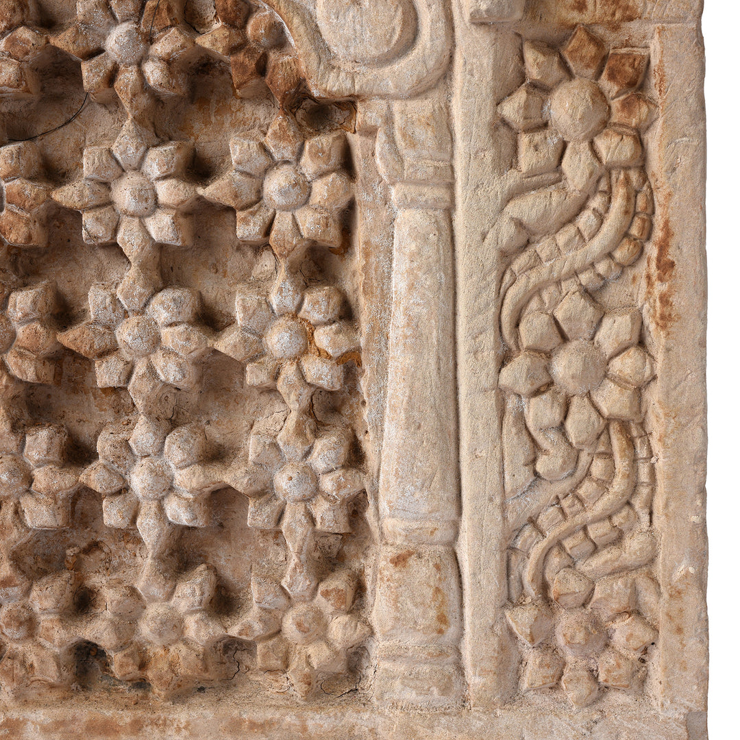 Carving Detail From Old Carved Stone Jali Panel From Rajasthan | Indigo Antiques