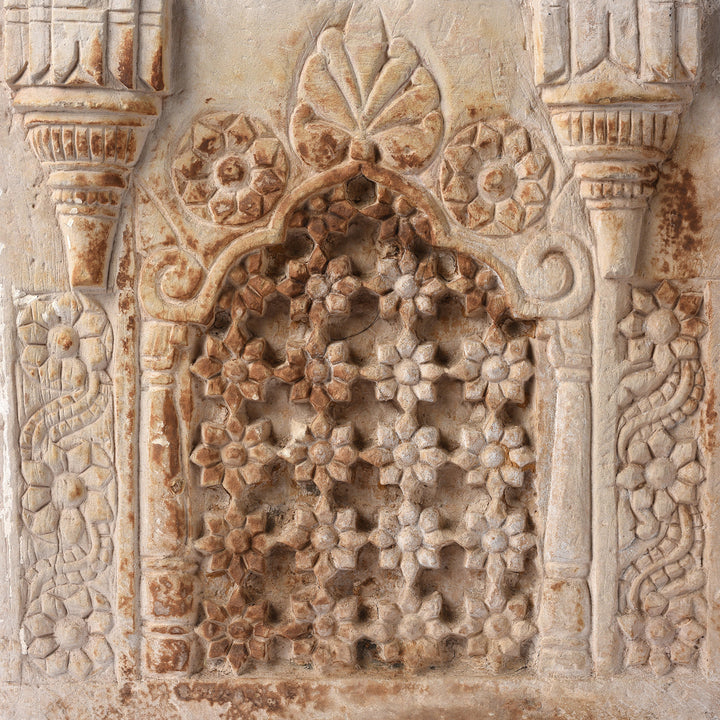Central Detail From Old Carved Stone Jali Panel From Rajasthan | Indigo Antiques