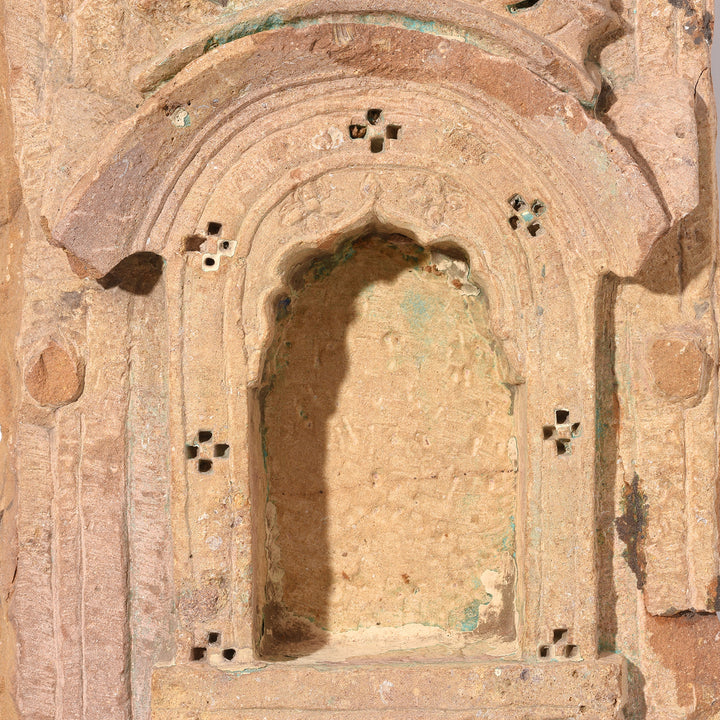 Detail From Antique Carved Stone Jharokha Lamp Niche From Rajasthan | Indigo Antiques