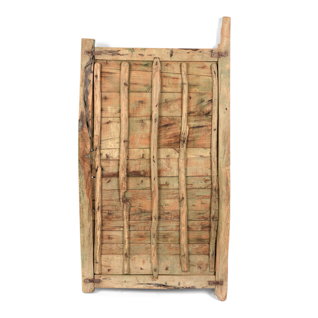 Reverse detail of an Antique Green Painted Indian Wooden Stick Door From Jaisalmer - 19thC | Indigo Antiques