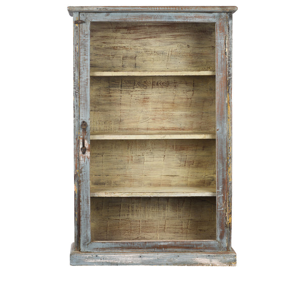 Blue Painted Glazed Wall Cabinet - Ca 1930