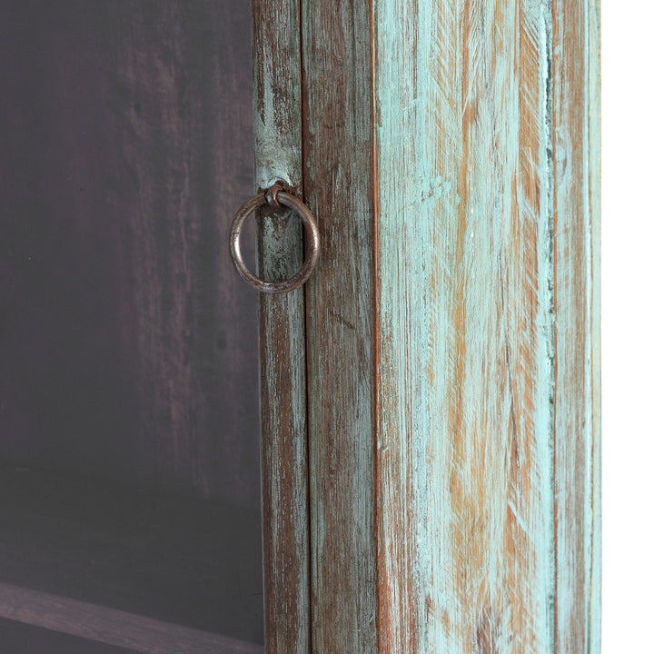 Handle Detail From Antique Glazed Teak Wall Cabinet  | Indigo Antiques