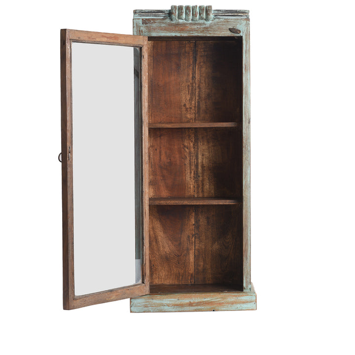 Open Door View Of Antique Glazed Teak Wall Cabinet  | Indigo Antiques