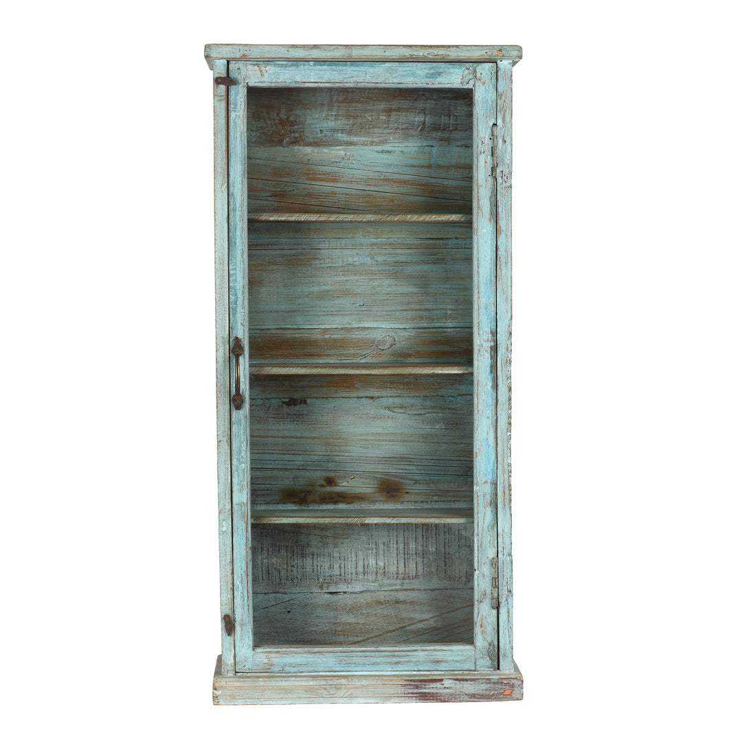 Blue Painted Glazed Wall Cabinet - Ca 1920 | Indigo Antiques