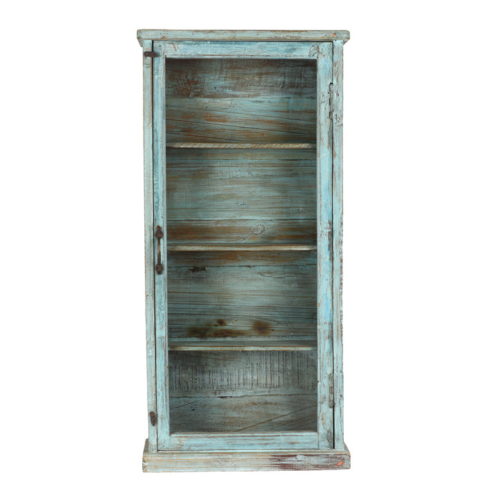 Blue Painted Glazed Wall Cabinet - Ca 1920 | Indigo Antiques