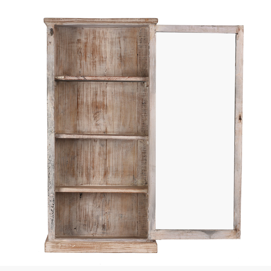 Open View Of White Painted Glazed Wall Cabinet  | Indigo Antiques