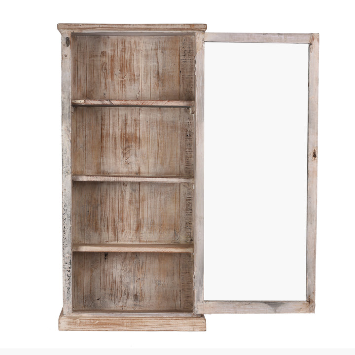 Open View Of White Painted Glazed Wall Cabinet  | Indigo Antiques