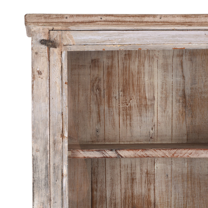 Corner Detail From White Painted Glazed Wall Cabinet  | Indigo Antiques