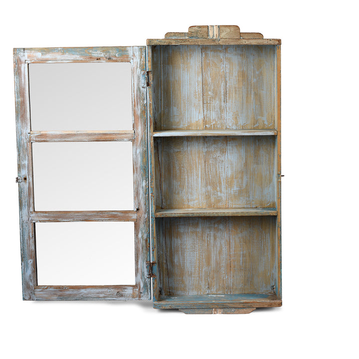 Open View Of Painted Teak Glazed Tall Wall Cabinet  | Indigo Antiques
