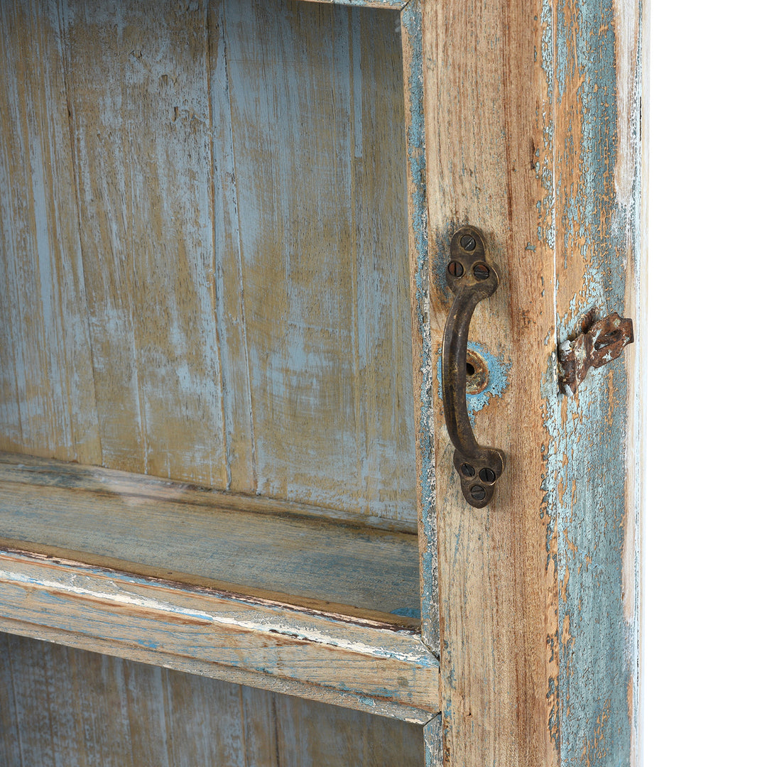 Handle View Of Painted Teak Glazed Tall Wall Cabinet  | Indigo Antiques