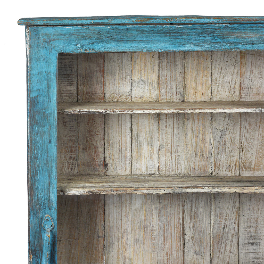 Blue Painted Glazed Tall Wall Cabinet - Ca 1920