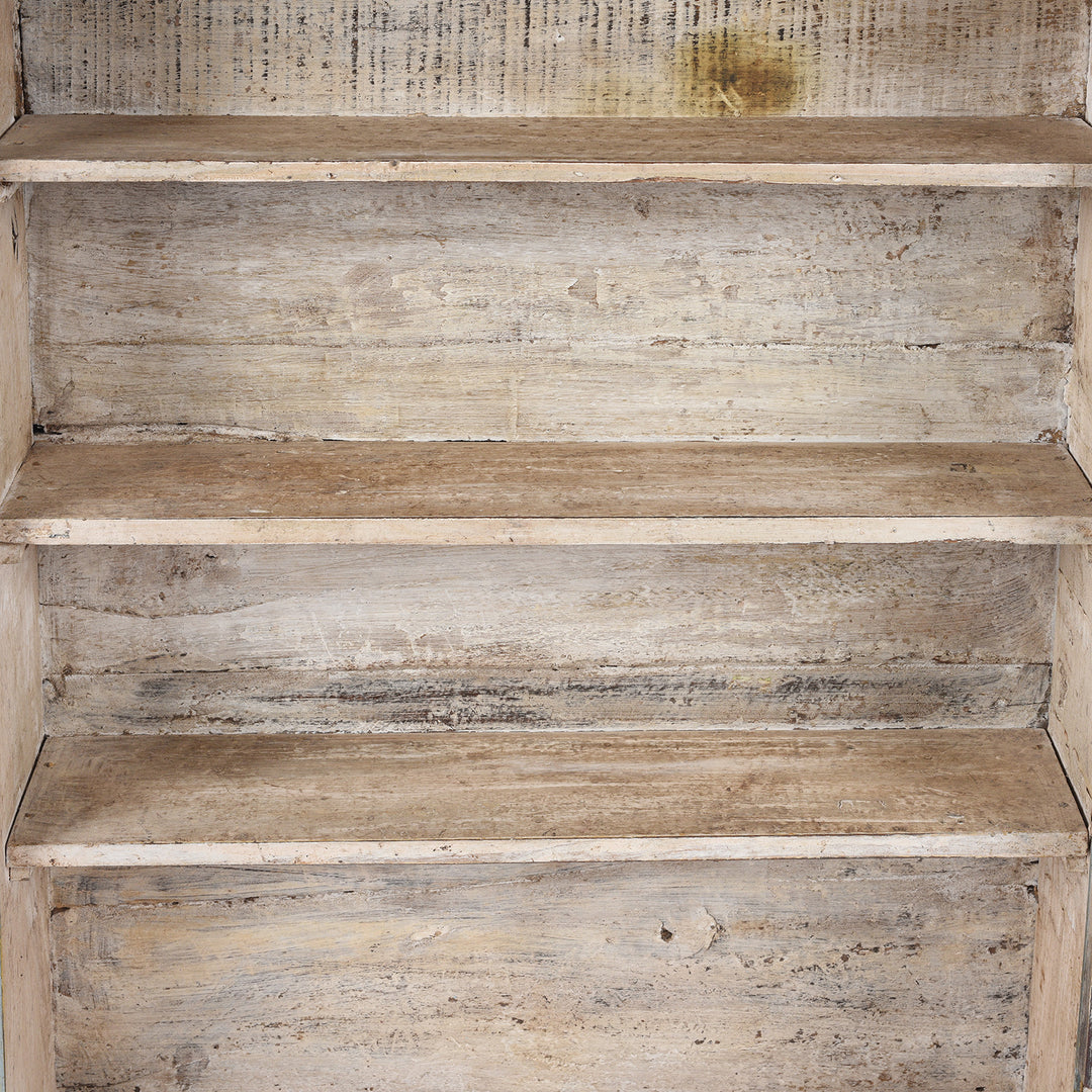 Interior Of Vintage Blue Painted Glazed Wall Cabinet - Ca 1920 | Indigo Antiques