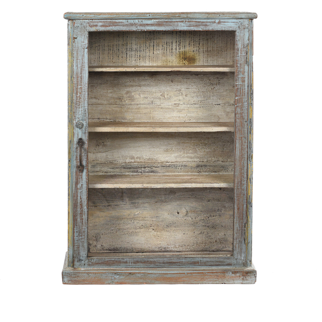 Vintage Blue Painted Glazed Wall Cabinet - Ca 1920 | Indigo Antiques