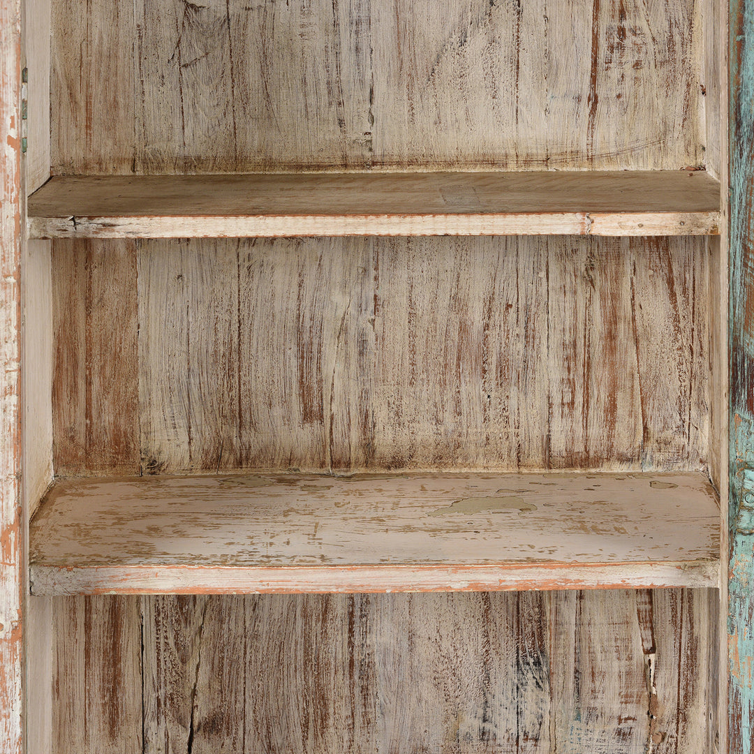 Shelving Interior View Of Antique Green Painted Glazed Wall Cabinet  | Indigo Antiques