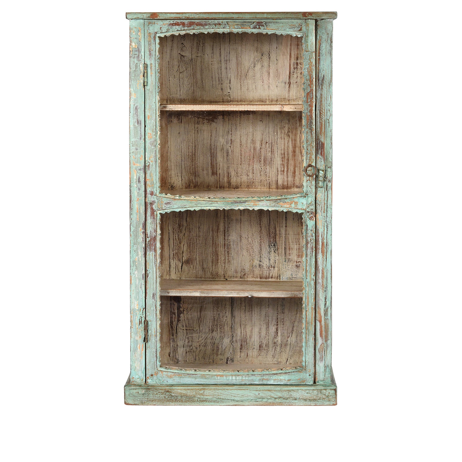 Antique Green Painted Glazed Wall Cabinet  | Indigo Antiques