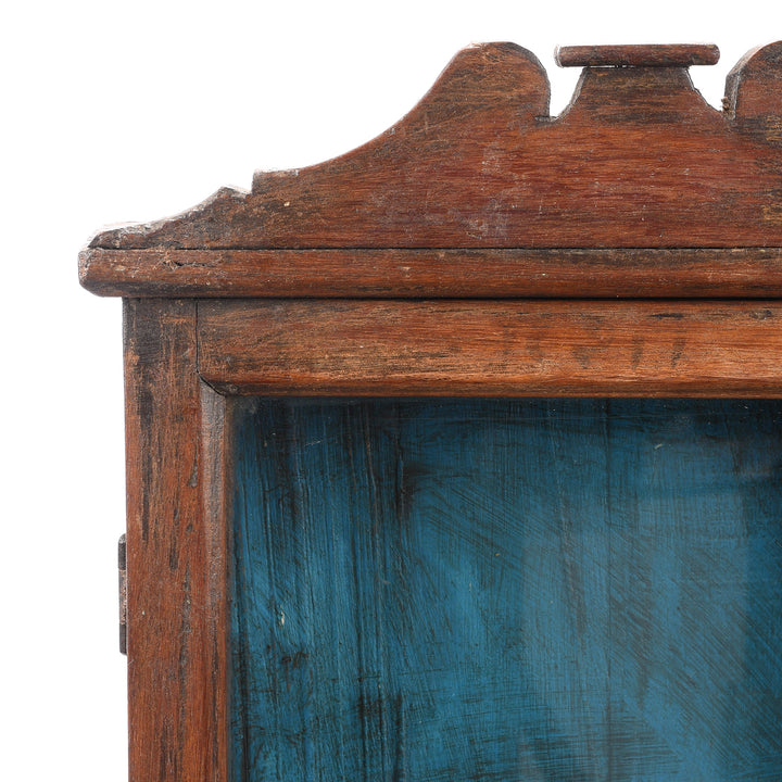 Corner Detail From Antique Glazed Small Wall Cabinet From Gujarat - Ca 1920 | Indigo Antiques